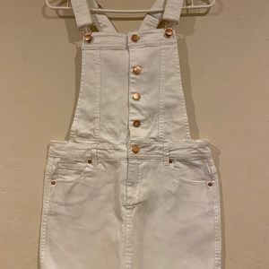 NWT - Forever 21 white overalls denim mini skirt - Size S